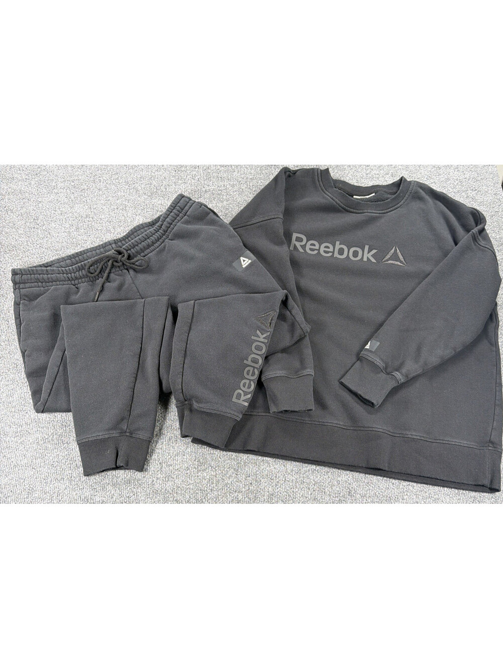 Reebok Women's Purpose Sweatshirt and Jogger Set- Black- XL